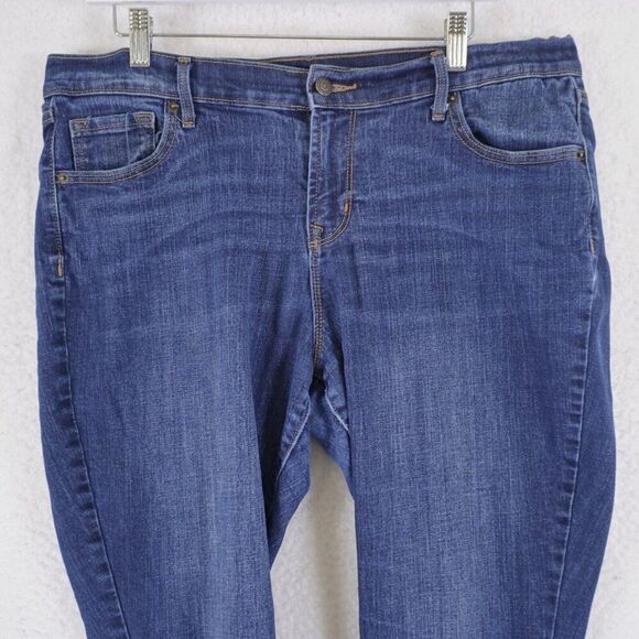 Old Navy Curvy Profile Blue Denim High Rise Jeans 14S 35/29 Whiskering - Picture 2 of 7